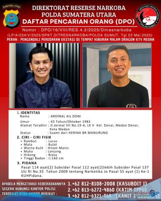Polda Sumut Terbitkan DPO Terhadap Pemilik Dragon KTV Medan Terkait Peredaran Ekstasi